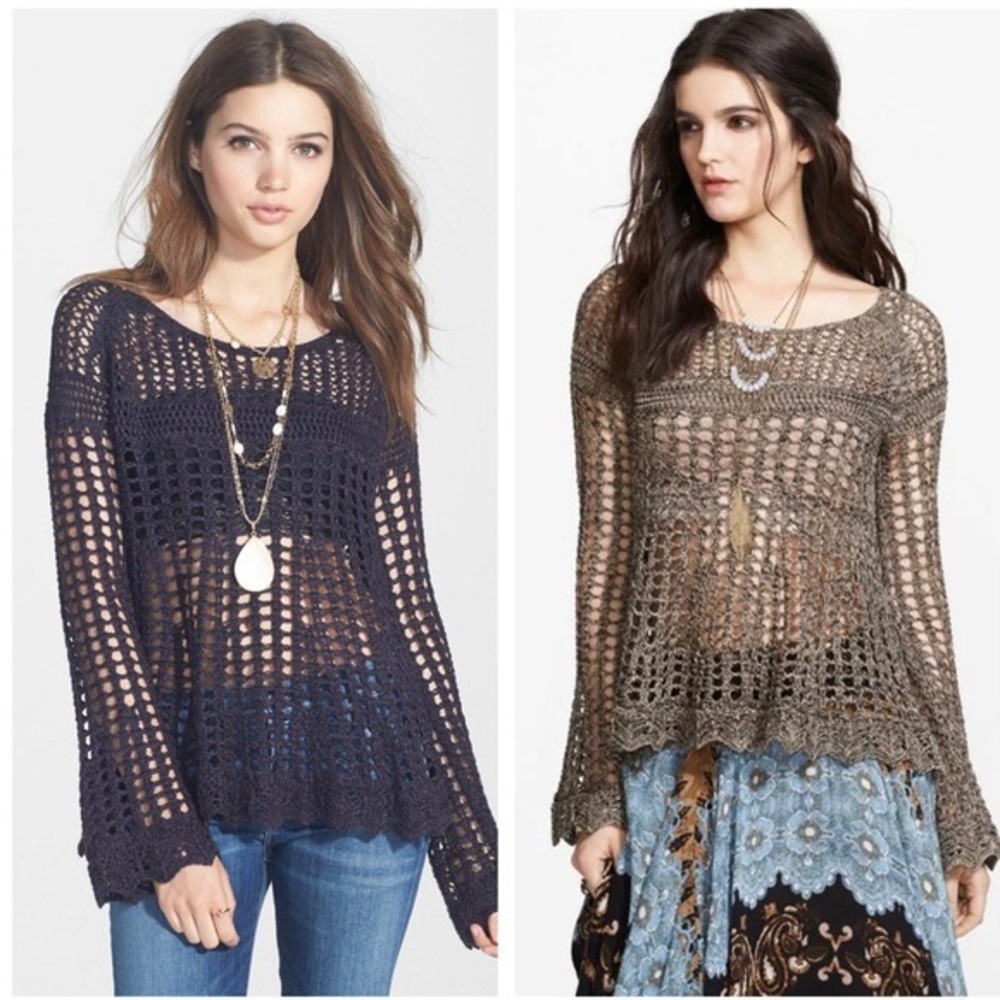 Crochet free people sweater/pool cover up